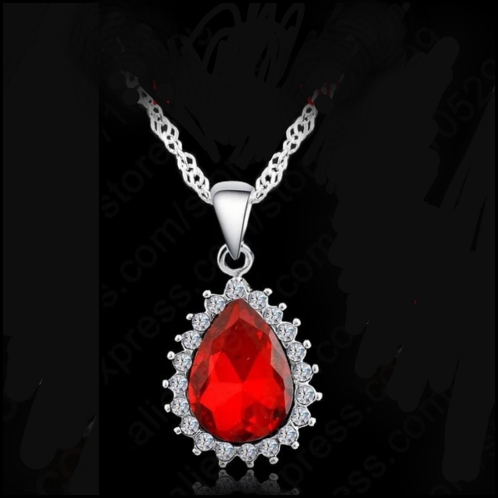 Swarovski Elements 925 Sterling Silver Garnet Red Earrings NEW - Picture 2 of 16